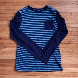 Circo t-shirt kids Large (10-12) long-sleeve stripes blue crew neck 100% cotton